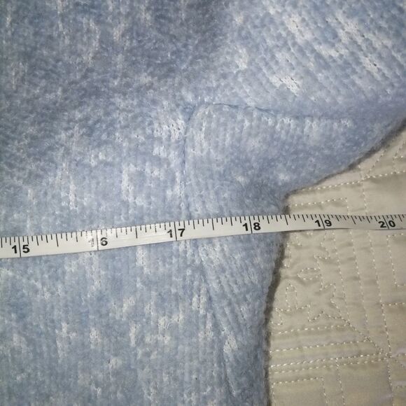 𝅺H&M Light Blue & White Wool Zipper Front Flat Pockets Minimalist Boucle Size 4 - Picture 12 of 14